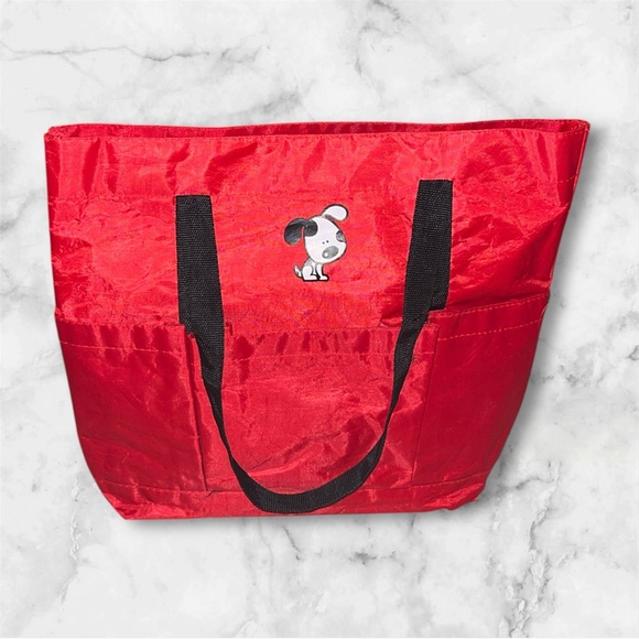Red Tote Bag with Black Handles - Picture 1 of 3